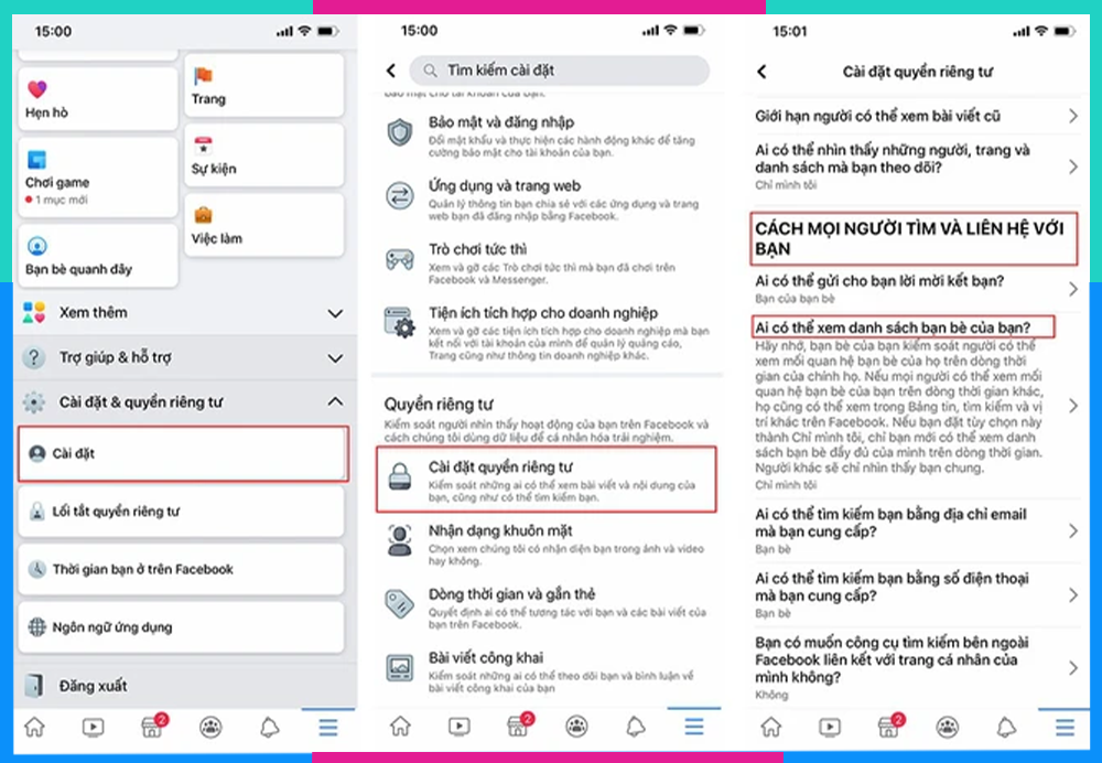 Cách ẩn bạn bè trên Facebook trên iPhone