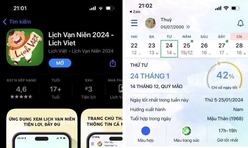 Cách cài lịch âm trên iPhone bằng ứng dụng Lịch Vạn Niên