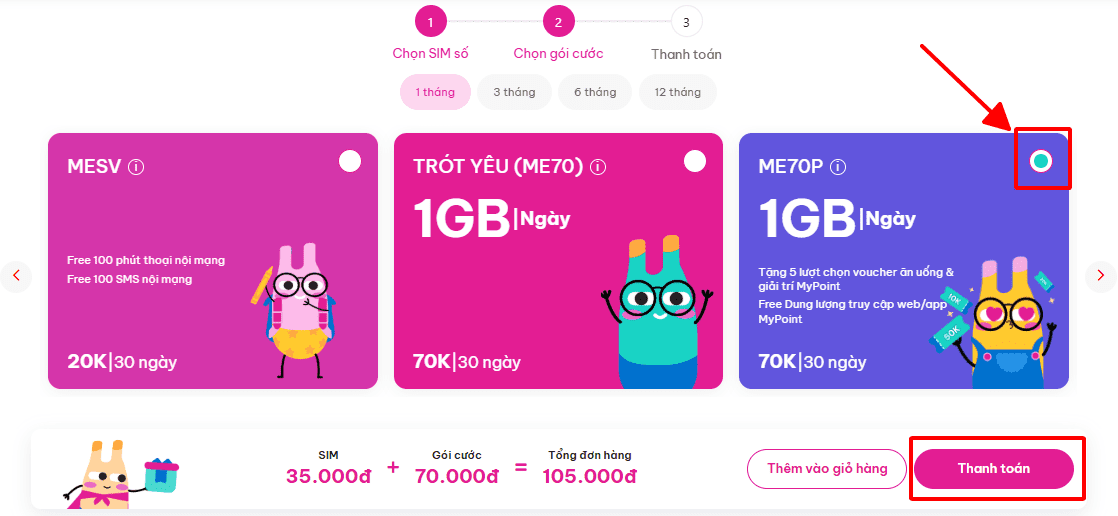 cách đăng ký mua sim Saymee và gói ME70P