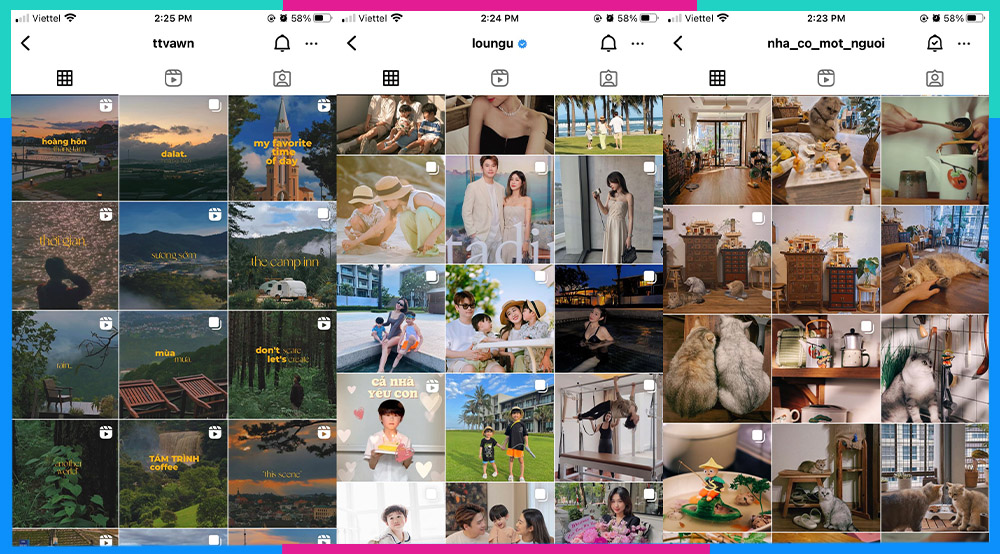 Màu chụp ảnh trên Instagram