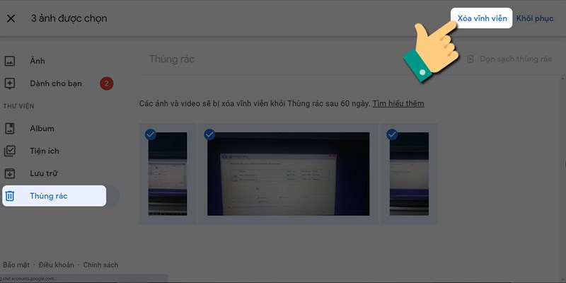 Cách xóa hình ảnh trong Google Photos khi Google Drive bị đầy bước 4