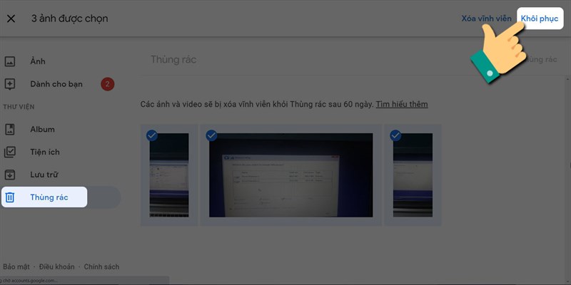 Cách xóa hình ảnh trong Google Photos khi Google Drive bị đầy bước 5
