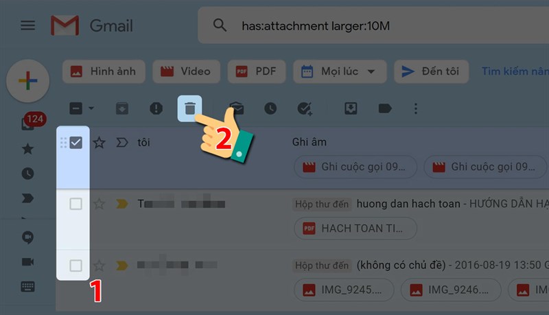 Cách xóa tệp đính kèm trong Gmail khi Google Drive bị đầy bước 2