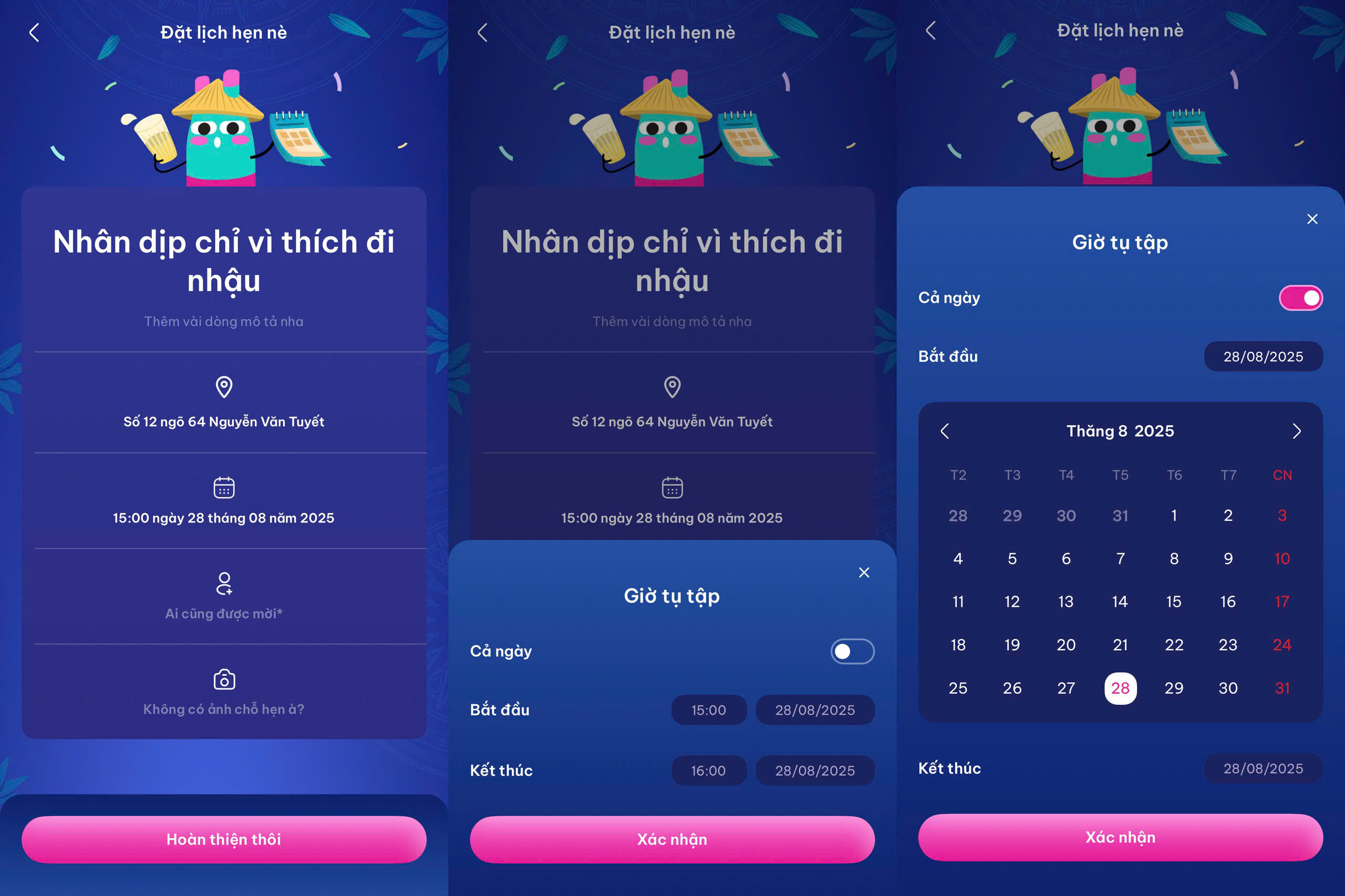 cách đặt lịch