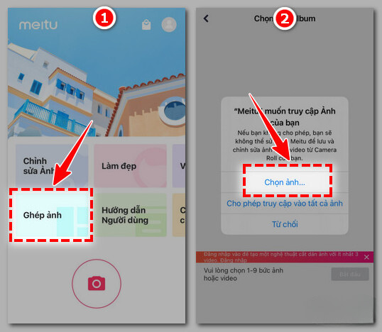 Cách ghép ảnh trên iPhone bằng ứng dụng Meitu bước 2