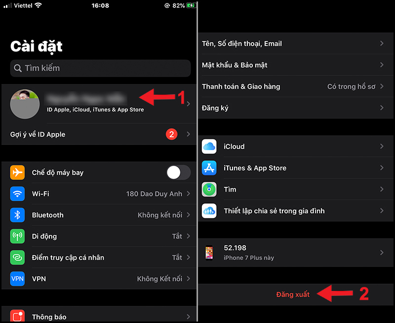 Cách đổi iCloud trên iPhone, iPad bước 3