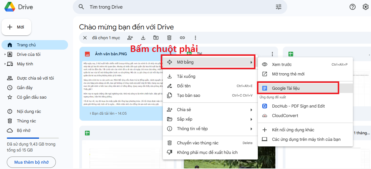 Chuyển ảnh sang Word bằng Google Drive bước 5