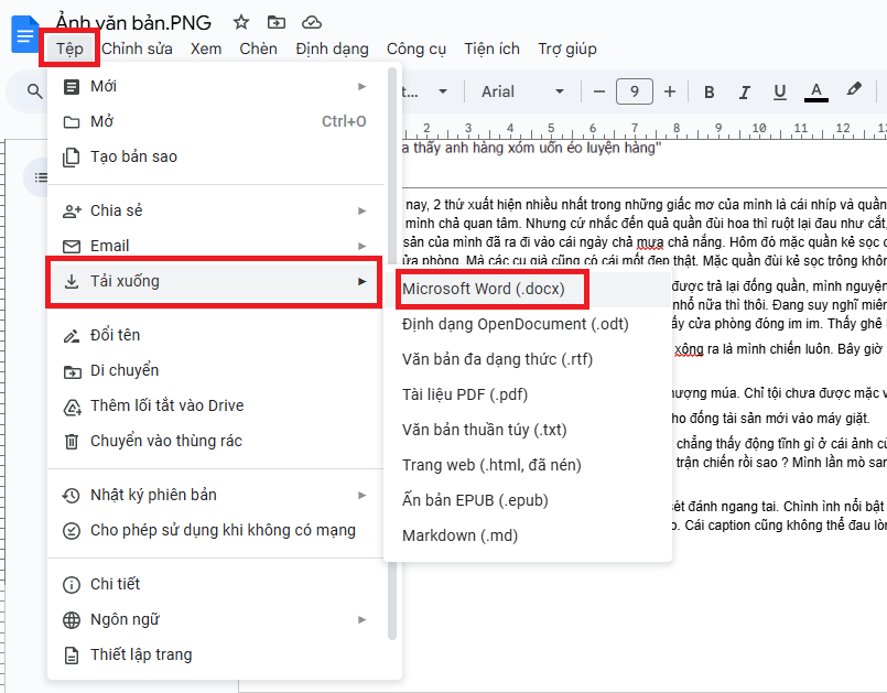 Chuyển ảnh sang Word bằng Google Drive bước 7