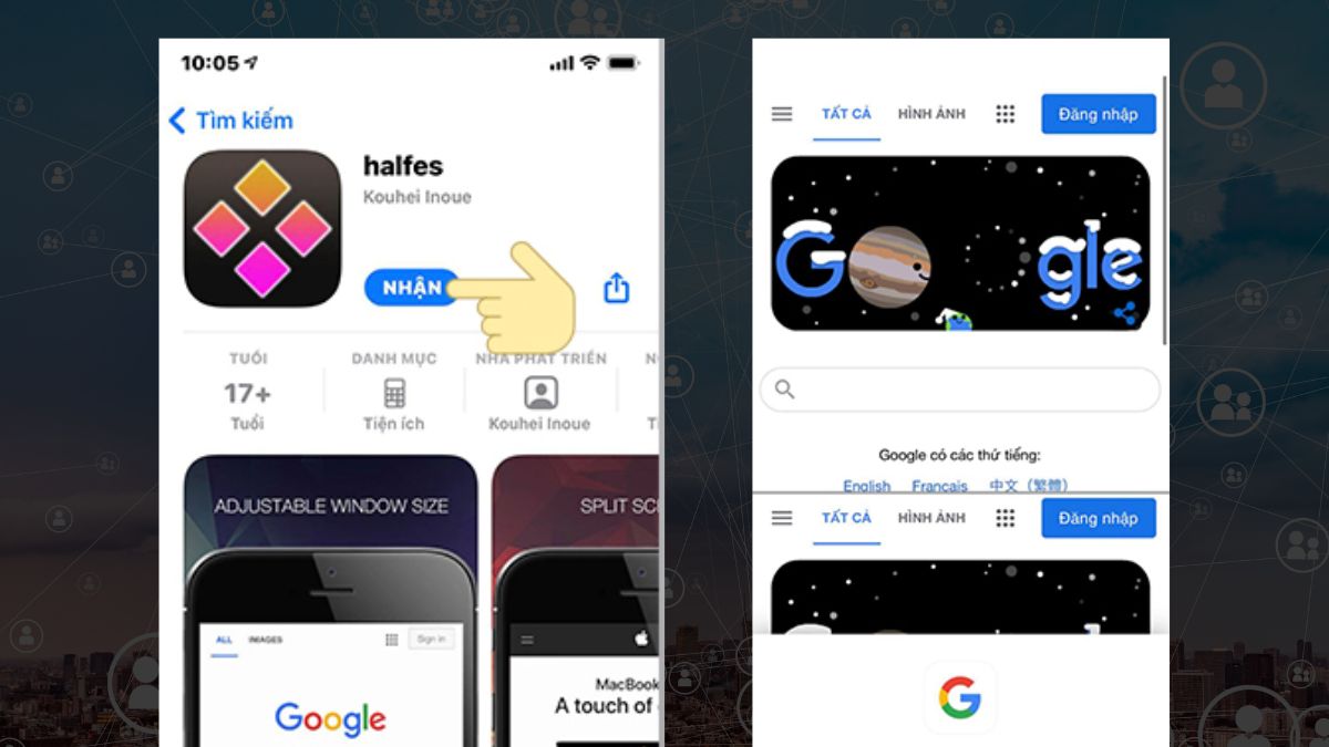 bằng ứng dụng Halfes bằng ứng dụng Halfes