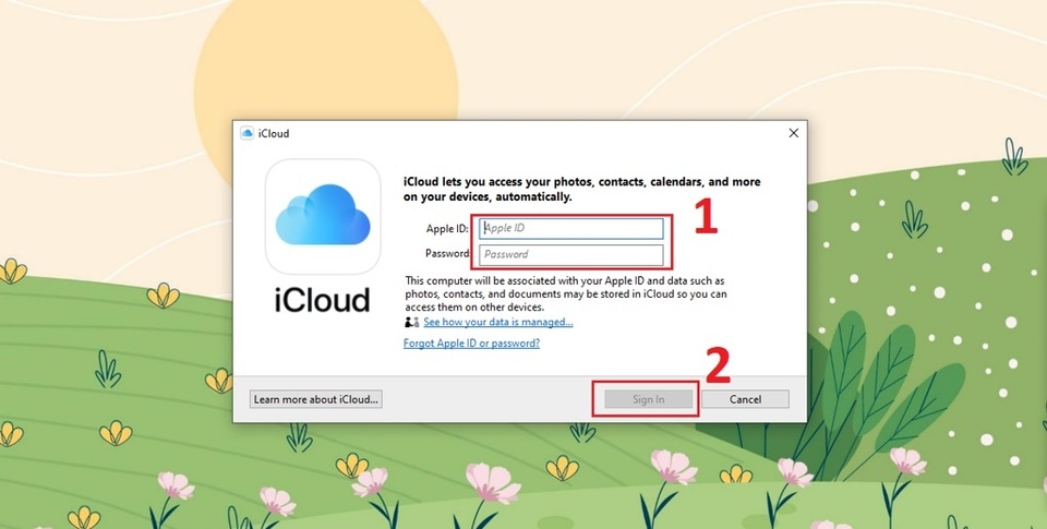 Cách đăng nhập iCloud trên máy tính Windows bước 1