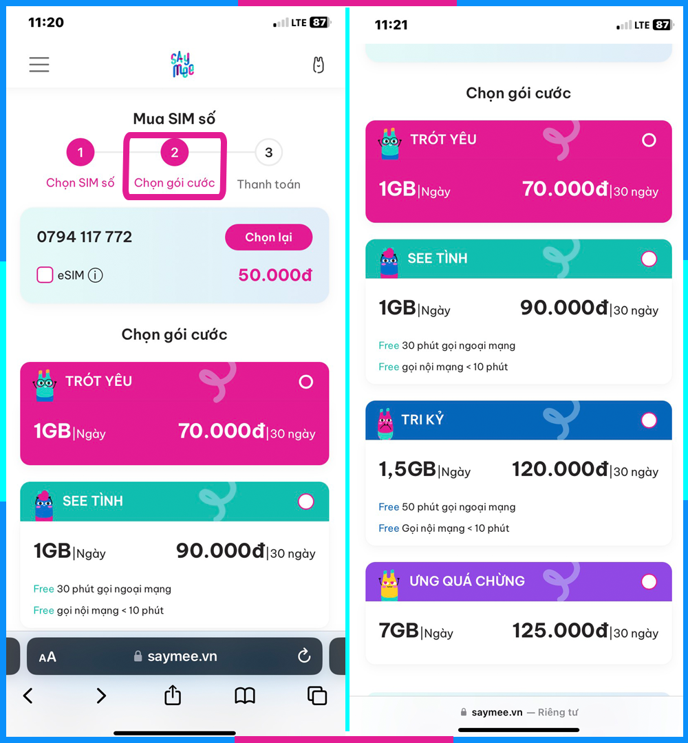 Hướng dẫn mua SIM Saymee Bước 3