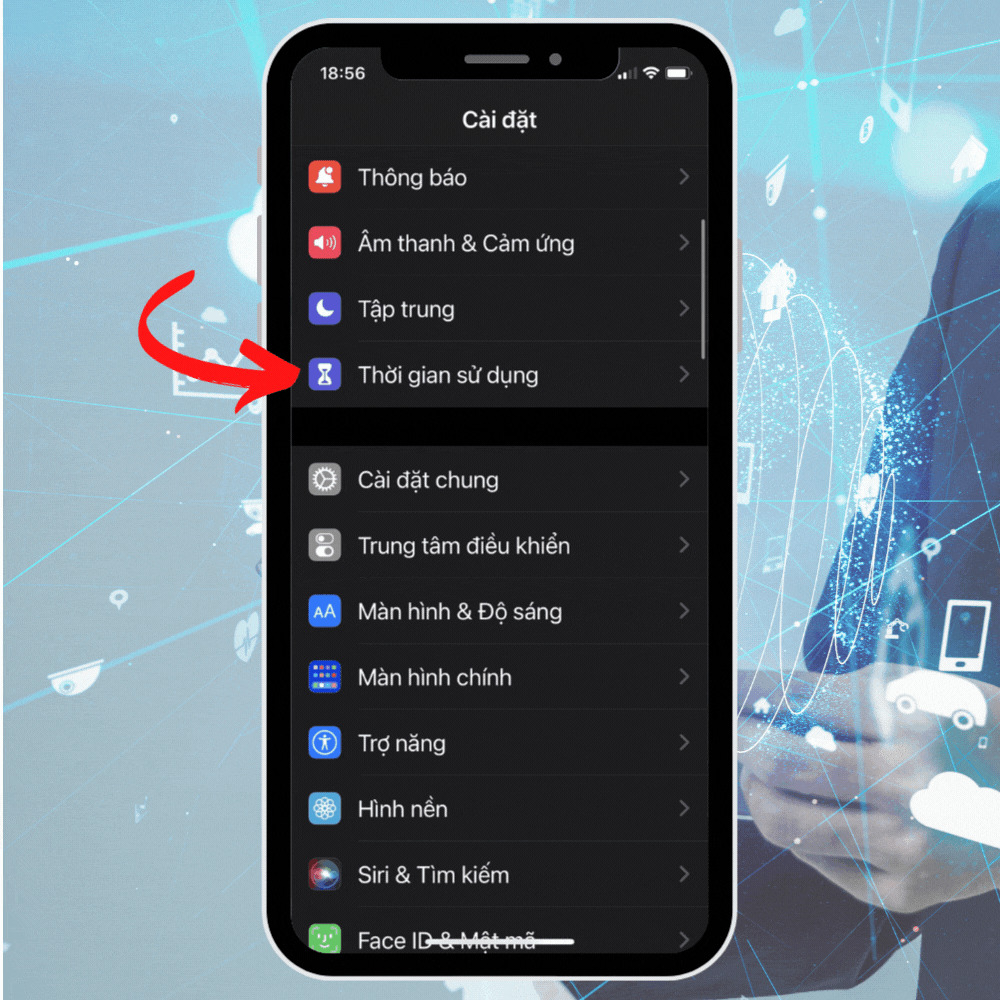 Khóa ứng dụng trên iPhone với tính năng Giới hạn ứng dụng bước 1