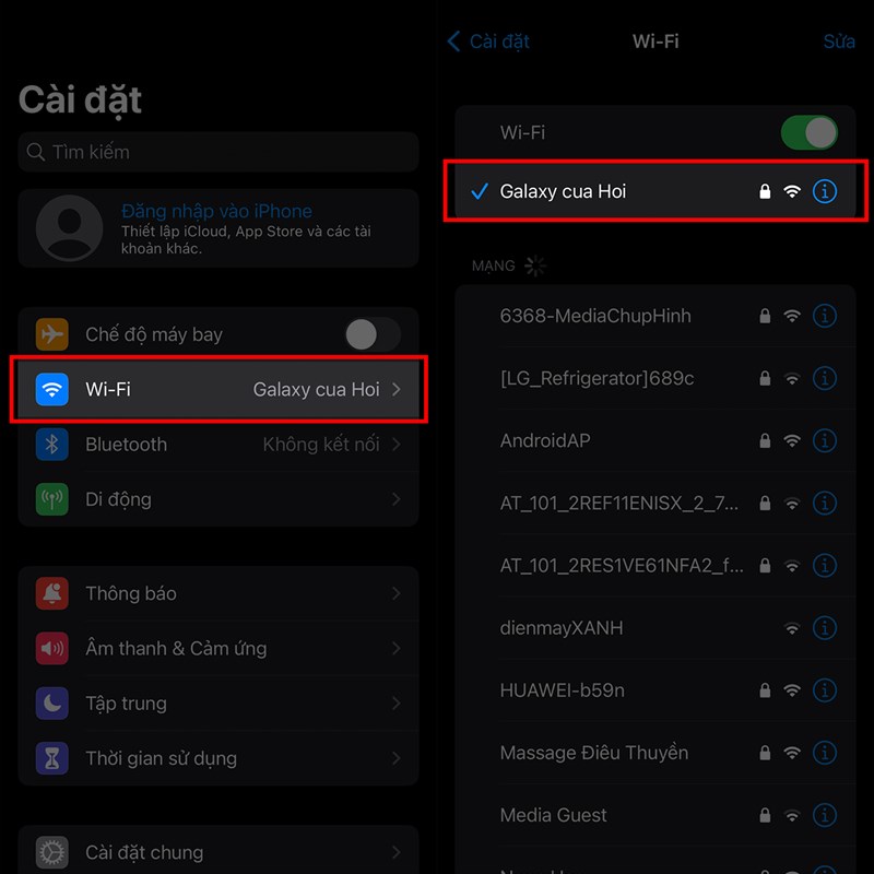 Kiểm tra kết nối lại Wifi/4G của thiết bị