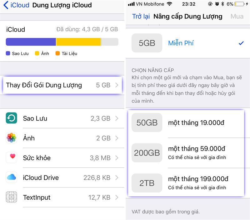 Kiểm tra lại dung lượng iCloud bước 3