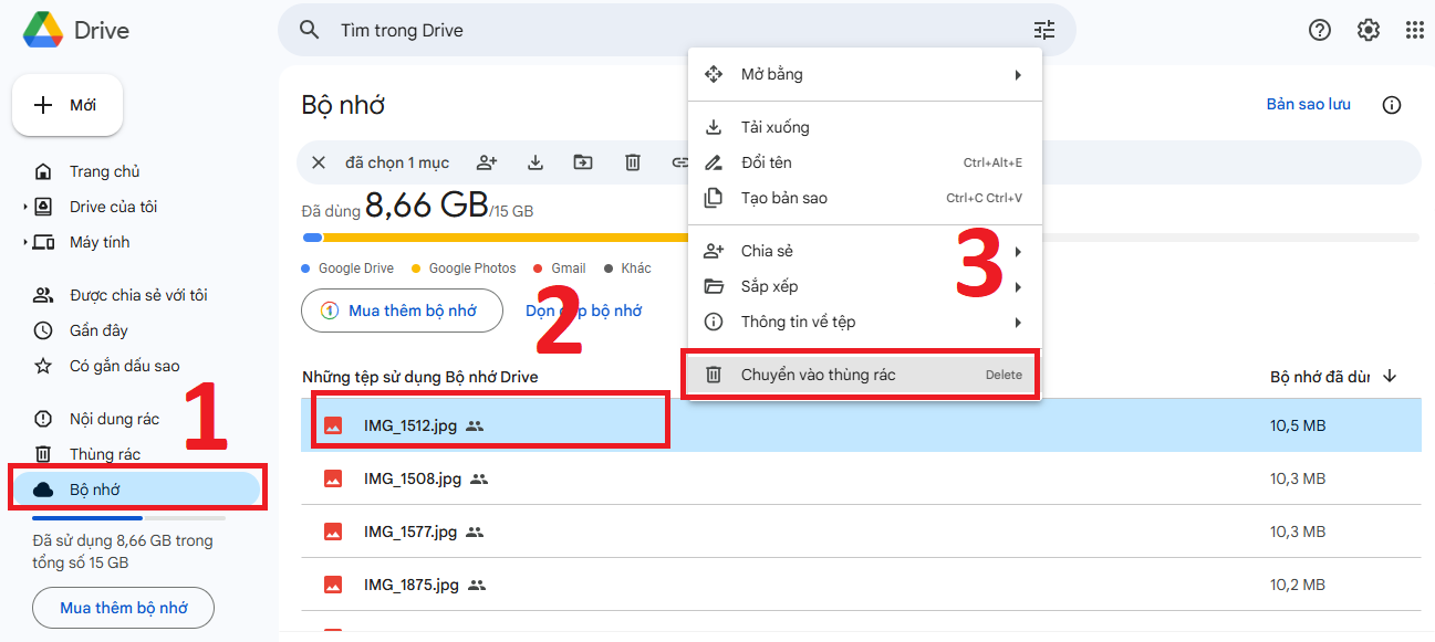 Xóa các file dữ liệu không sử dụng