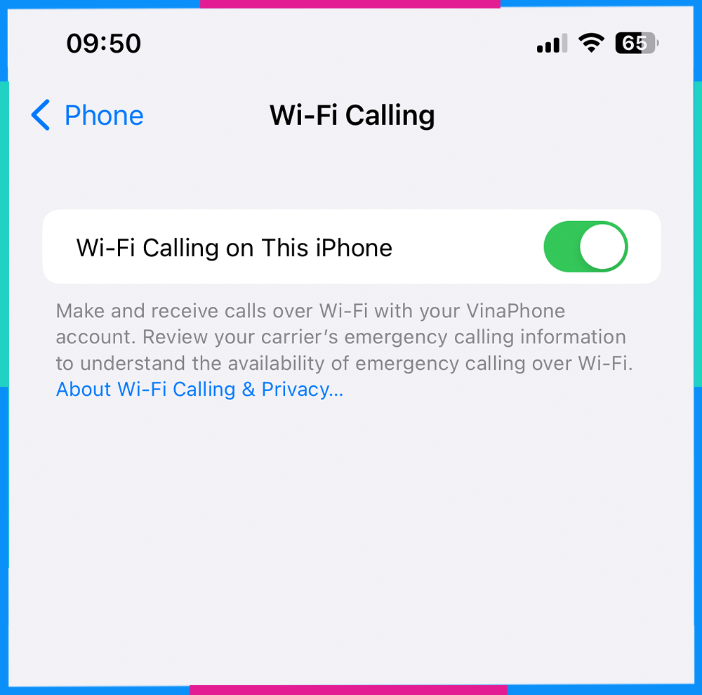 Khắc phục lỗi iPhone không gọi được Gọi Wifi