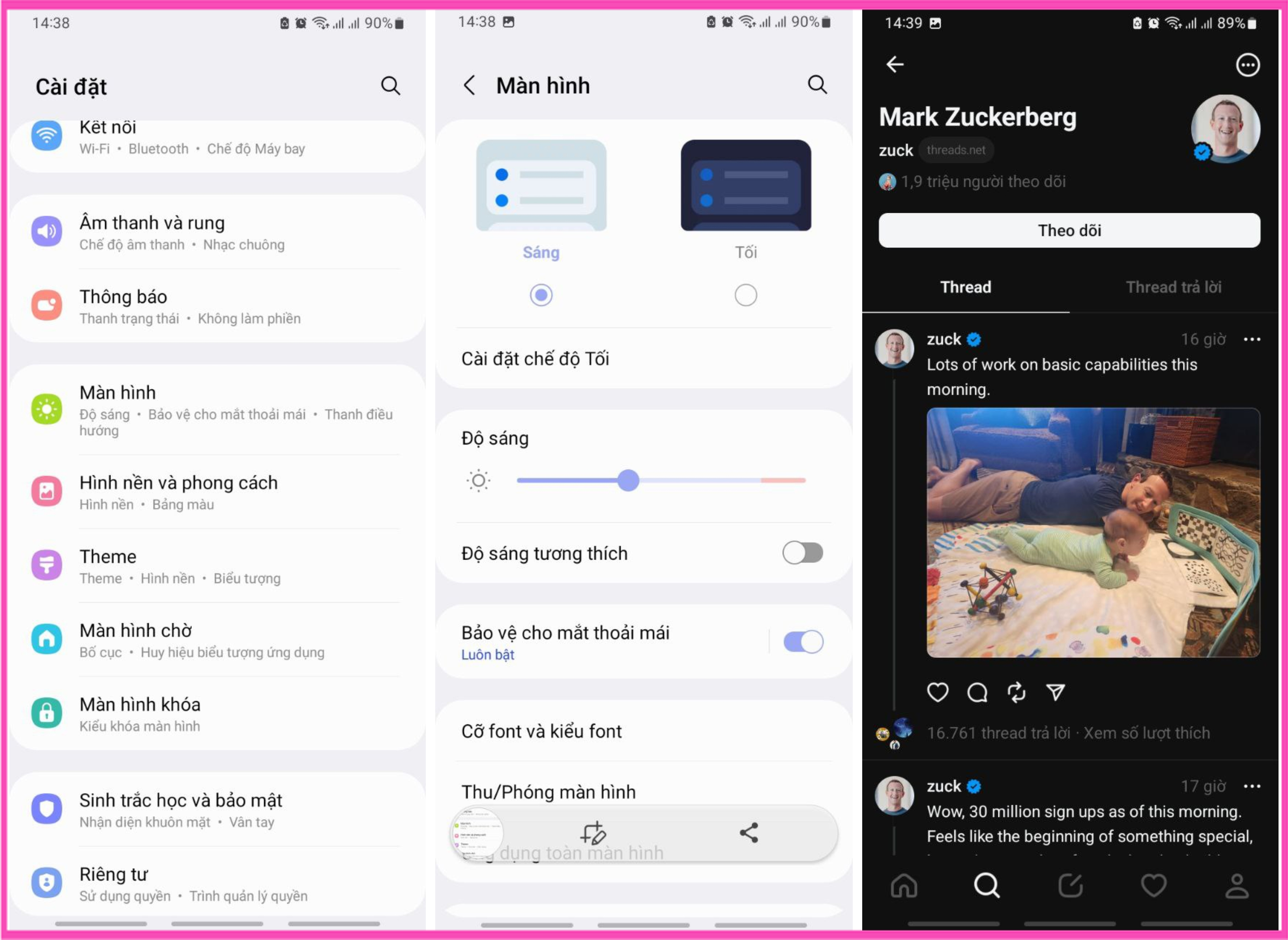 Các bước bật chế độ tối trên Threads với điện thoại Android