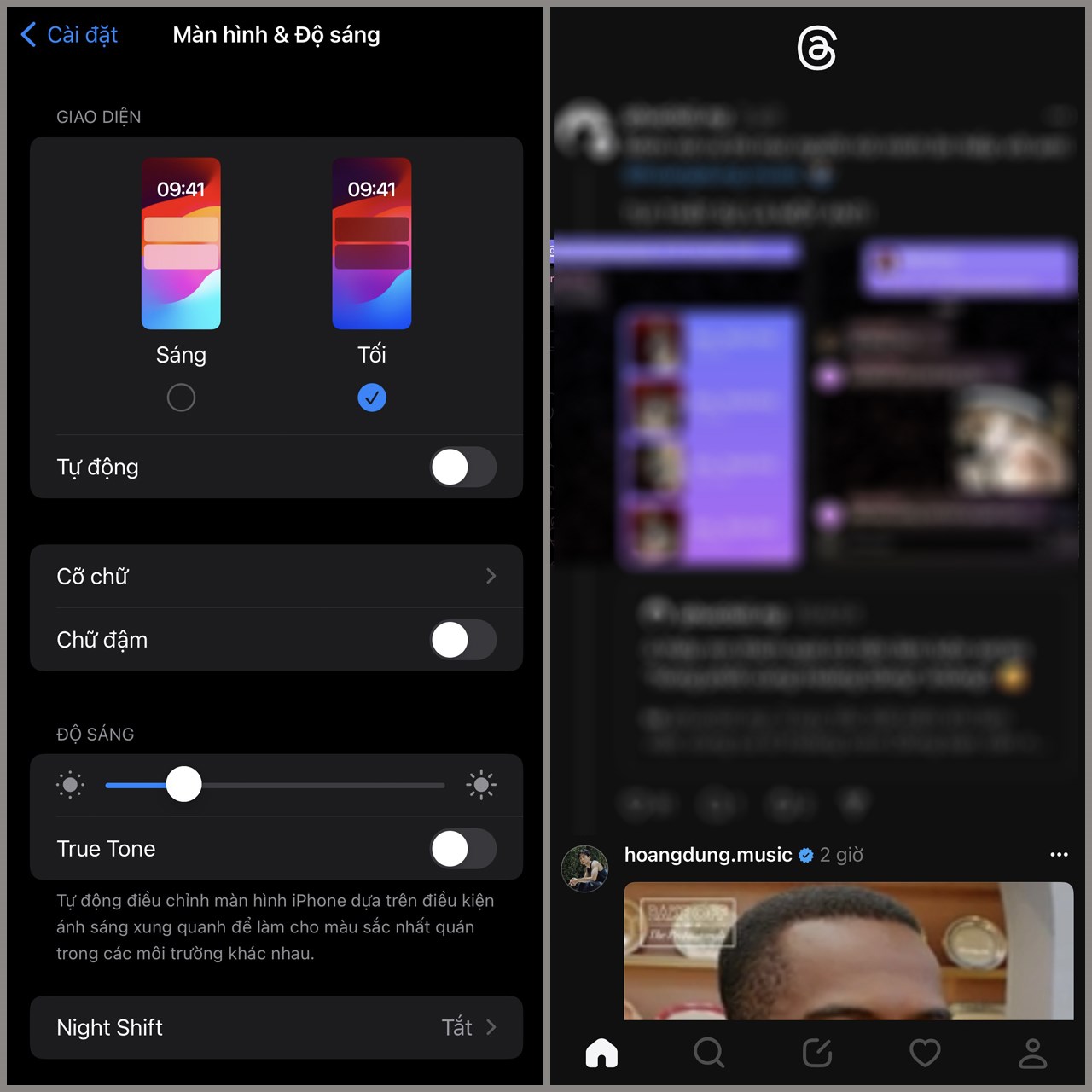 Các bước bật chế độ tối trên Threads với điện thoại iPhone bước 2