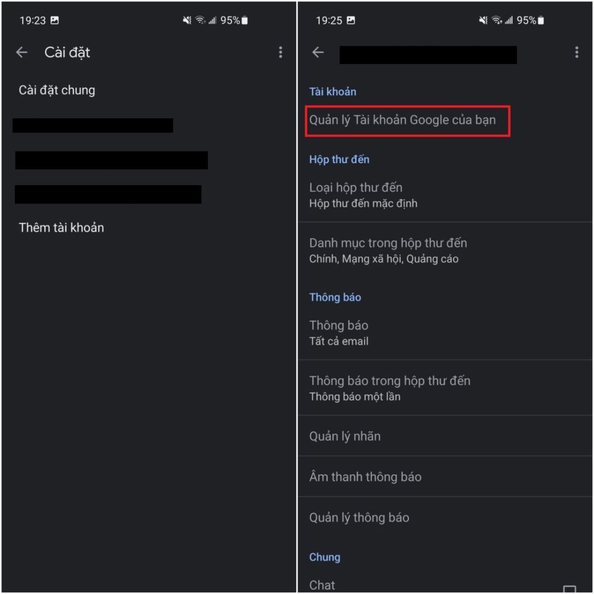 Các bước đổi số điện thoại Gmail bằng điện thoại bước 1.2