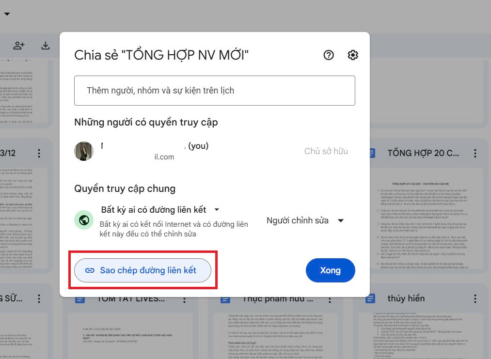 Cách lấy link Google Drive trên máy tính bước 4