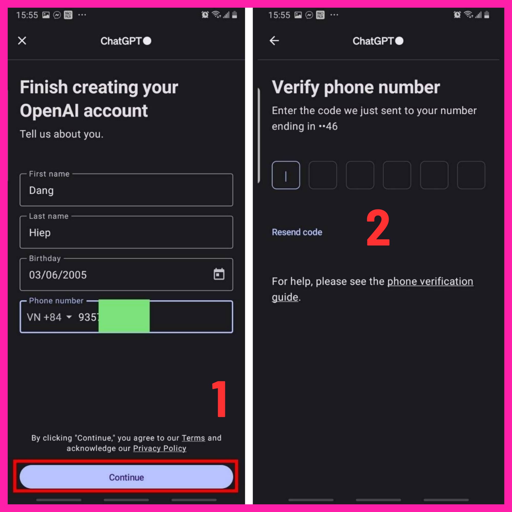 tạo tài khoản Chat GPT bằng điện thoại bước 4