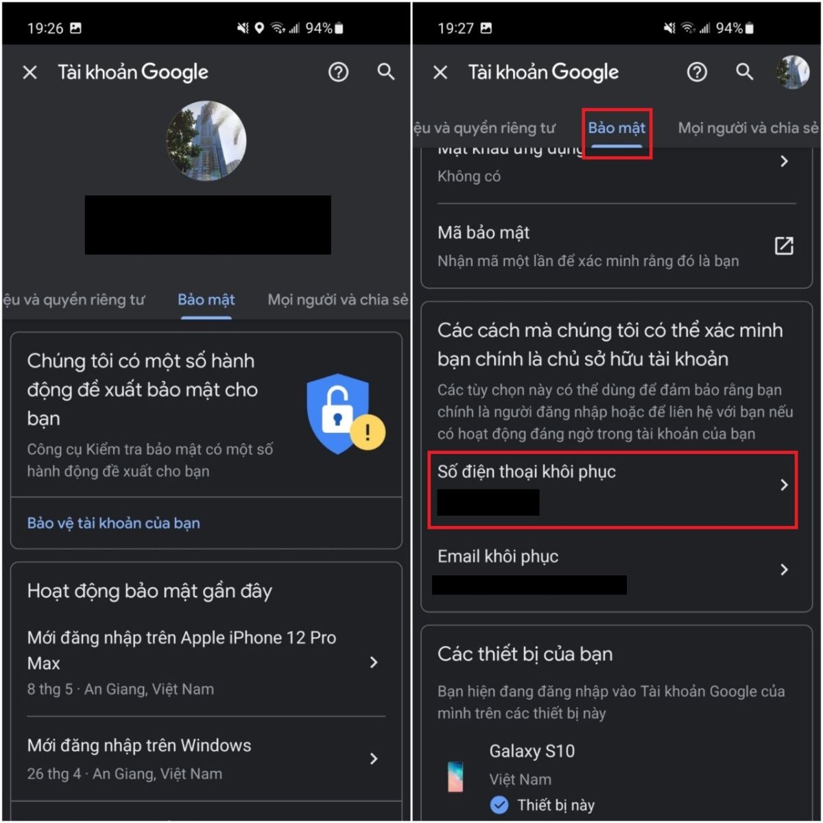 Các bước thêm số điện thoại vào Gmail bước 1