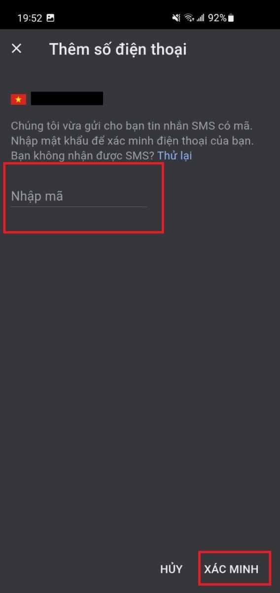 Các bước thêm số điện thoại vào Gmail bước 2.2