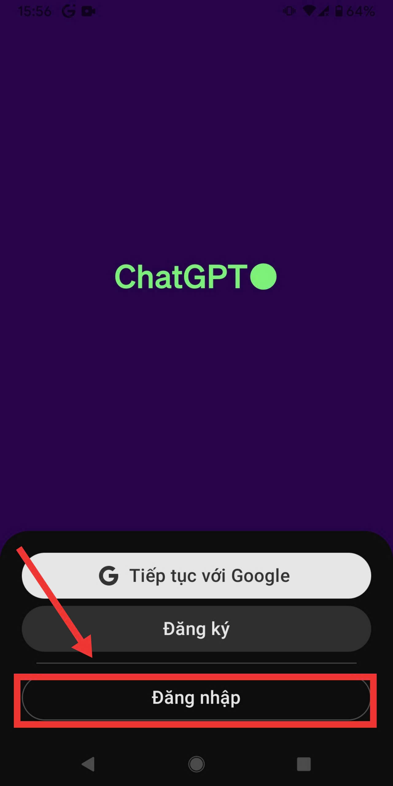 Đăng nhập ChatGPT trên điện thoại bước 2