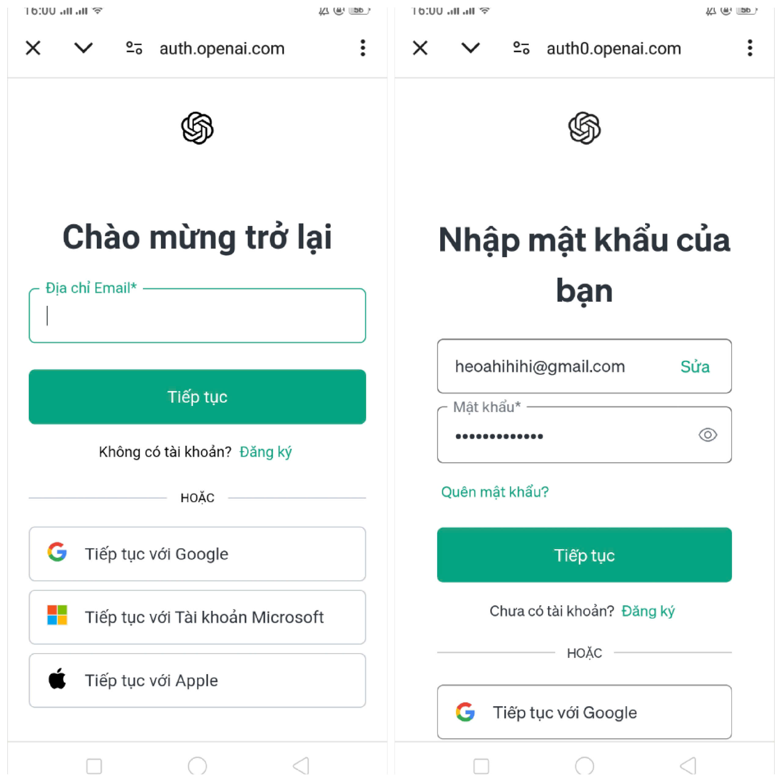 Đăng nhập ChatGPT trên điện thoại bước 3