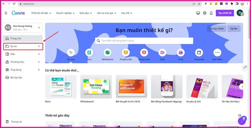Các thao tác cần thực hiện khi chuyển Canva sang PDF trên máy tính bước 1.1