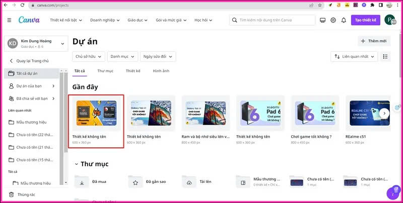 Các thao tác cần thực hiện khi chuyển Canva sang PDF trên máy tính bước 1.2
