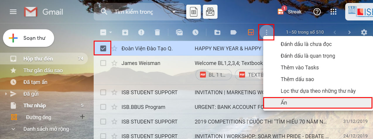 Cách ẩn, bỏ qua thư trong Gmail thực hiện trên máy tính