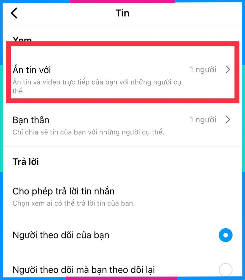 Ẩn Story trên Instagram B3