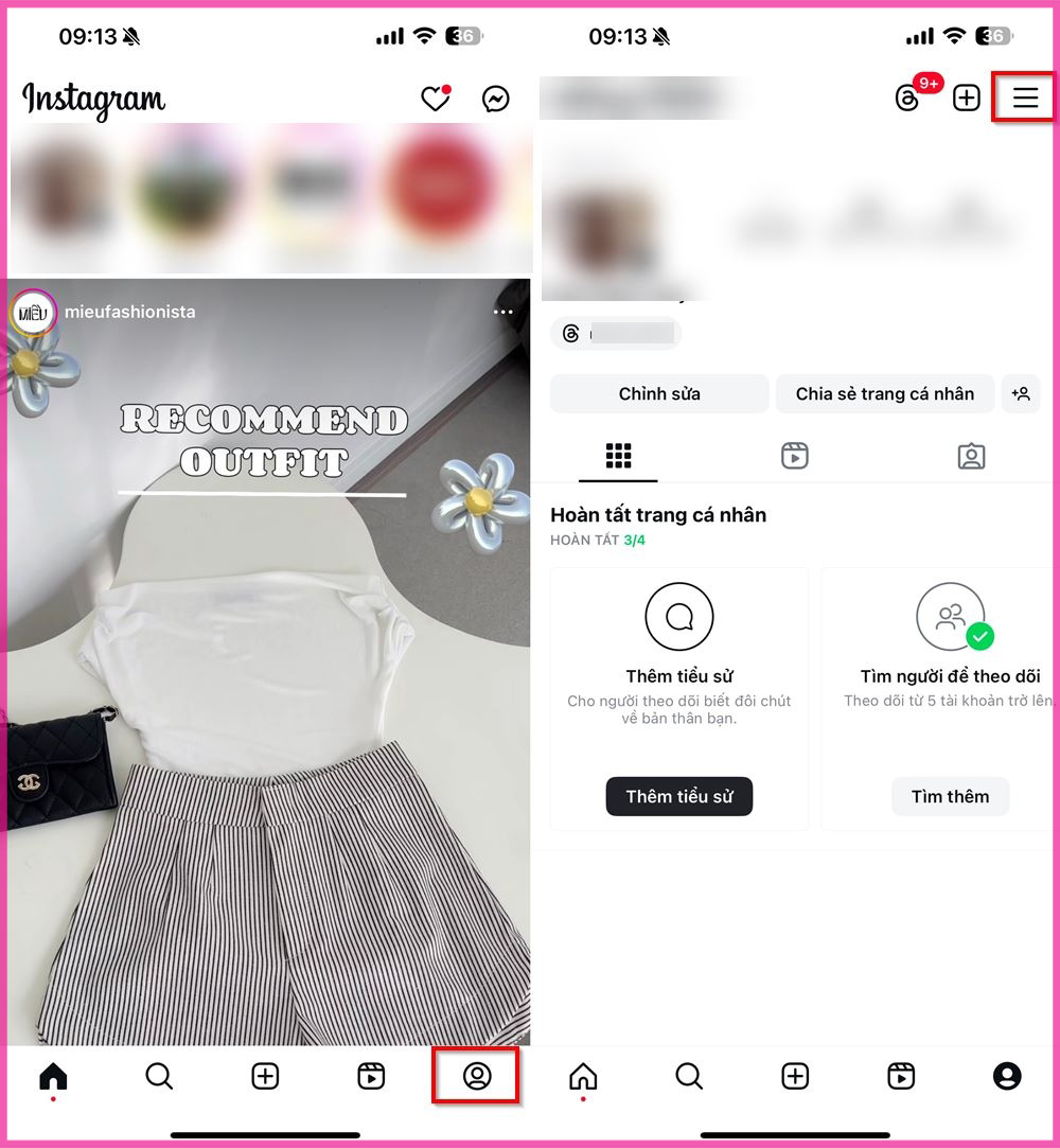 Cách ẩn Threads trên IG bước 1