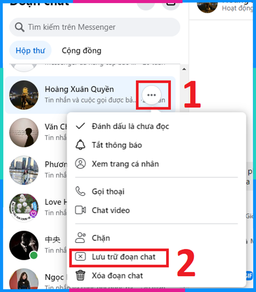 Cách ẩn tin nhắn Messenger và hướng dẫn xem tin nhắn bị ẩn trên Messenger