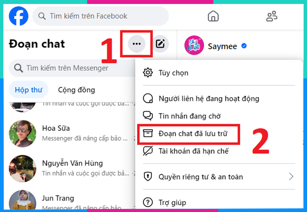 Cách ẩn tin nhắn Messenger và hướng dẫn xem tin nhắn bị ẩn trên Messenger