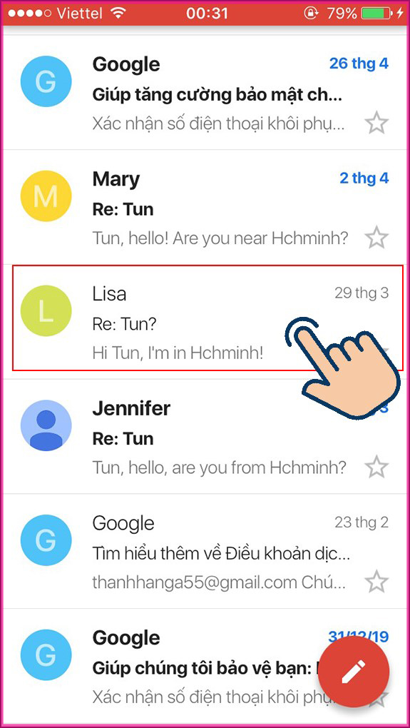 Cách chặn email người dùng khác trên Gmail Dành cho người dùng điện thoại Bước 2