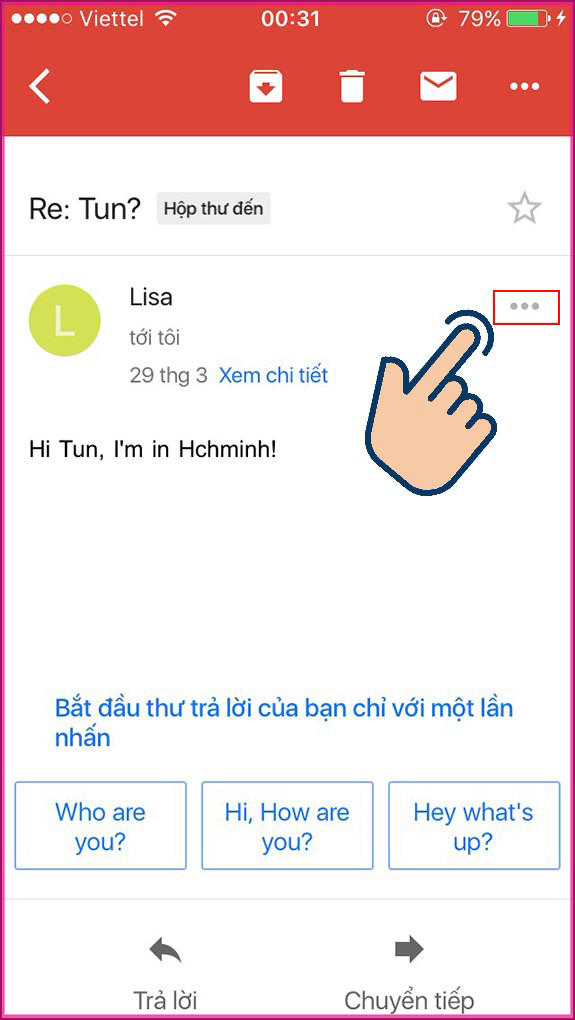 Cách chặn email người dùng khác trên Gmail Dành cho người dùng điện thoại Bước 3