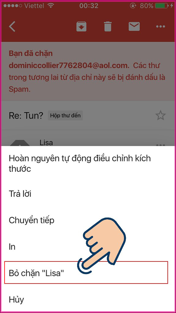 Cách chặn email người dùng khác trên Gmail Dành cho người dùng điện thoại Bước 6