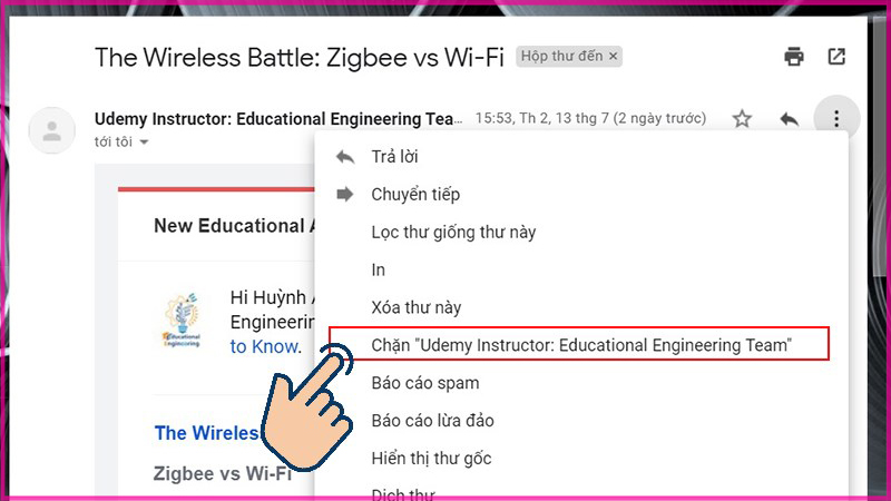 Cách chặn email người dùng khác trên Gmail Dành cho người dùng máy tính Bước 3