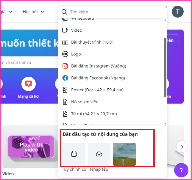 Cách chèn logo hàng loạt trên Canva thực hiện trên máy tính bước 1