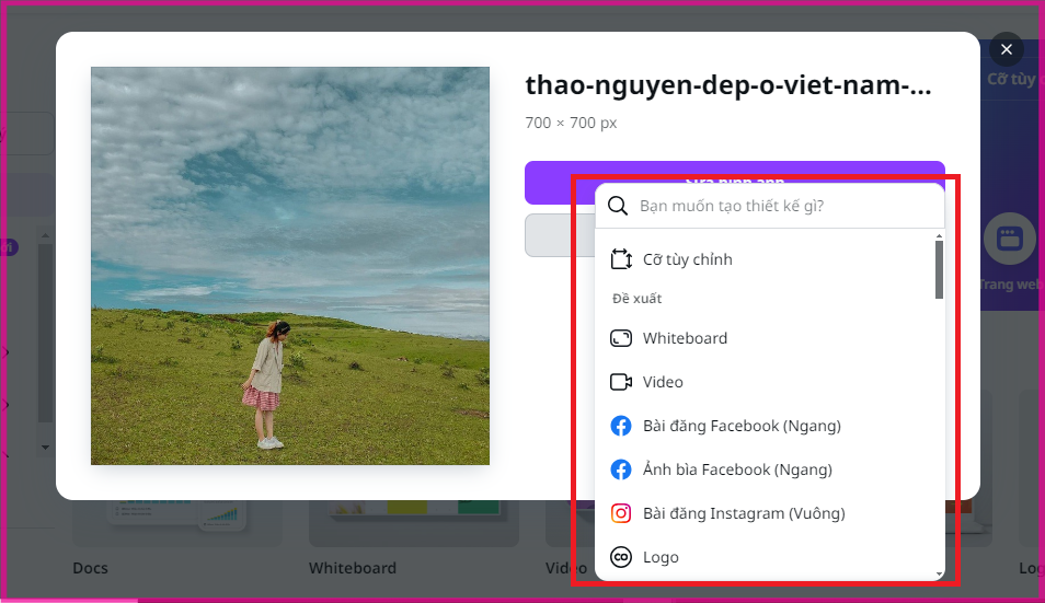 Cách chèn logo hàng loạt trên Canva thực hiện trên máy tính bước 2.2
