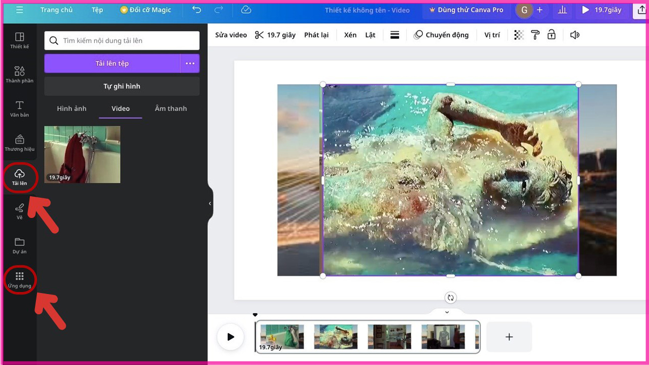 Cách chèn video vào Canva bằng cách thay thế video mẫu trên máy tính