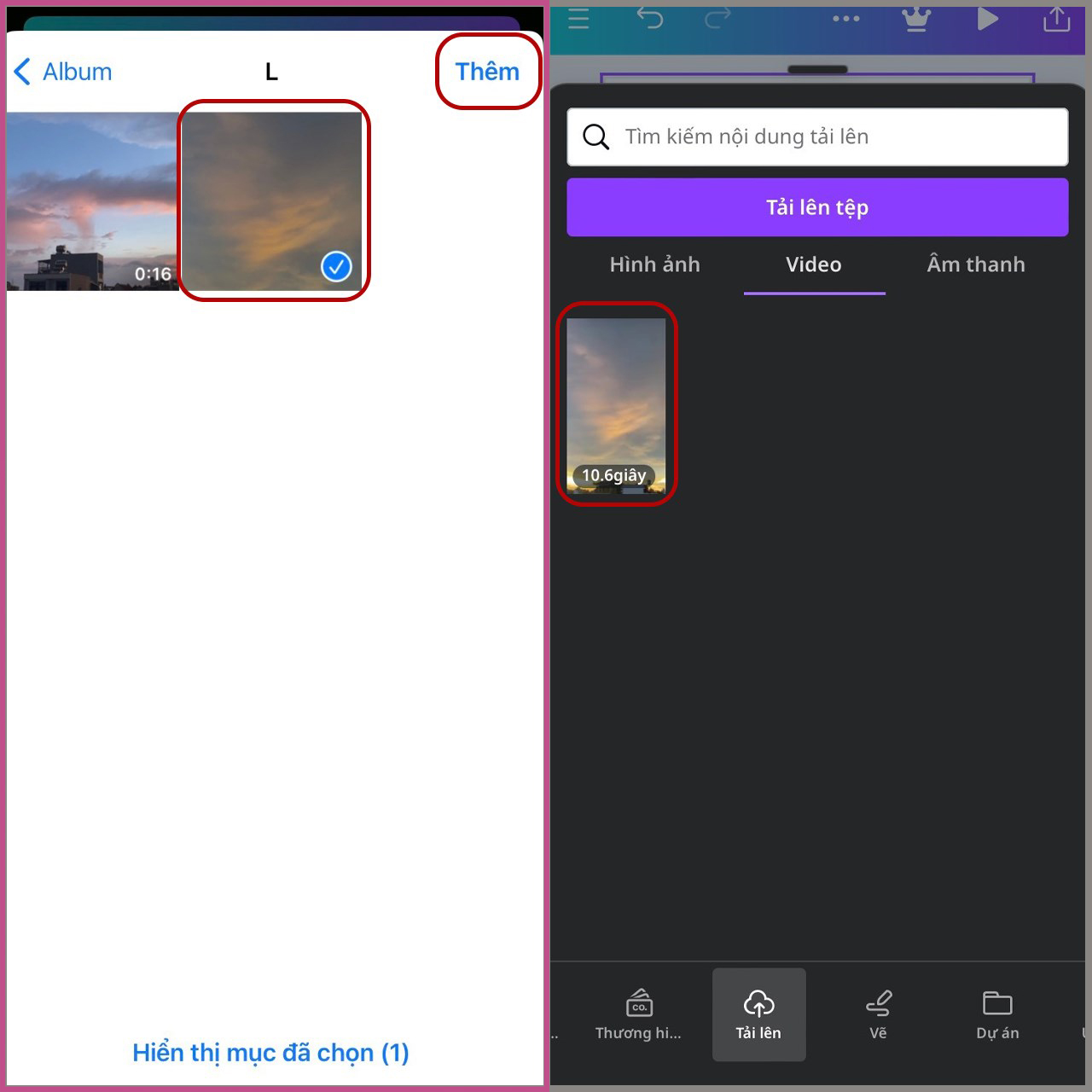 Cách chèn video vào Canva bằng việc tải video lên từ thiết bị bước 3