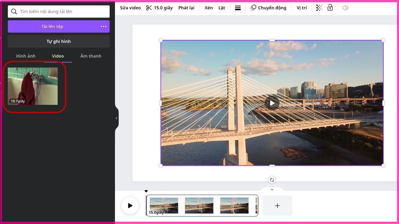 Cách chèn video vào Canva bằng việc tải video lên từ thiết bị máy tính bước 3.2