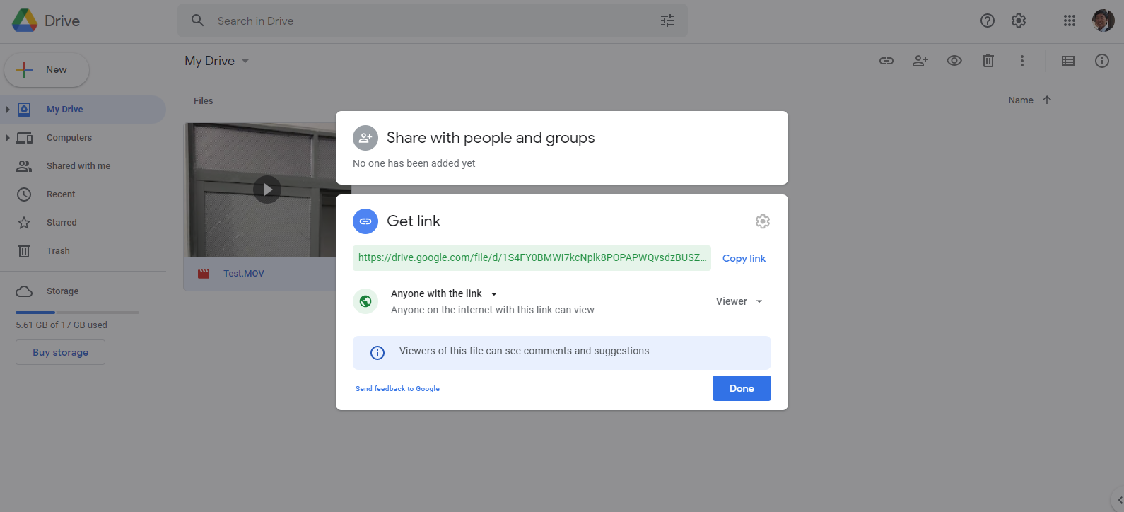 Chia sẻ Google Drive trên máy tính bước 5