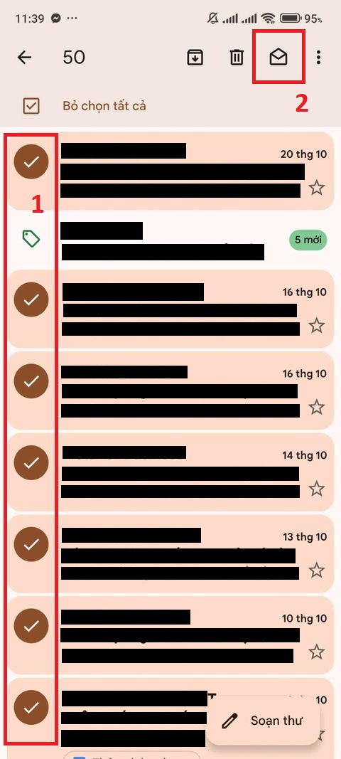 Cách đánh dấu đã đọc trong Gmail trên Android