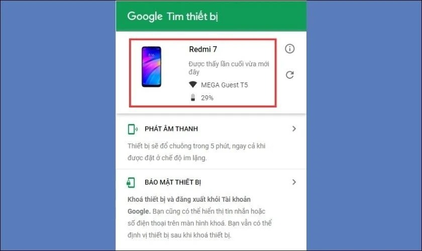 Cách định vị qua Gmail trên Android Bước 3