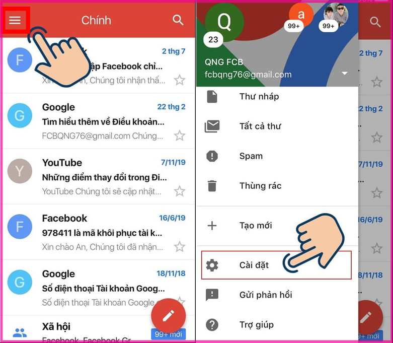Cách đổi avatar Google, ảnh đại diện Gmail trên điện thoại bước 1