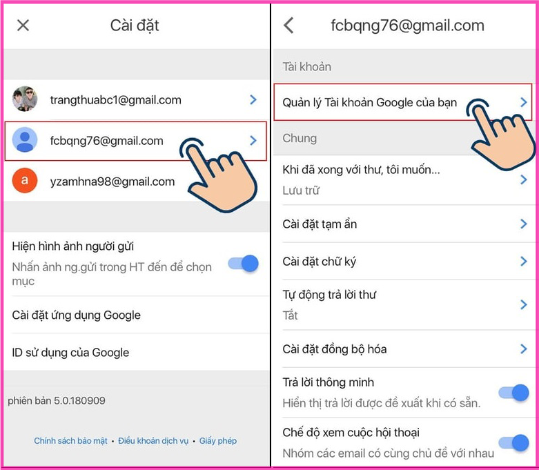 Cách đổi avatar Google, ảnh đại diện Gmail trên điện thoại bước 2
